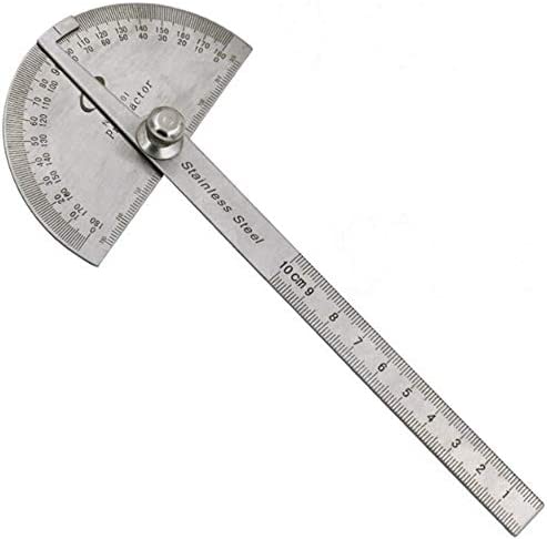 Jorenca Multifunctional Stainless Steel 180 Degree Angle 10cm Measurement Protractor Ruler DIY Measuring Folding Ruler Angle Engineer Protractor Gauge Painting Drawing Measuring Instrument Ruler Tool