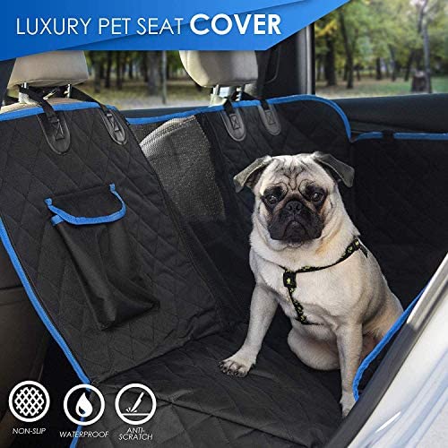 TARMINAS Dog Car Seat Cover, Dog Hammock for Car Back seat Mesh Visual Window, Completely Padded 4 Layers Heavy Duty Scratch Proof Nonslip Dog Car Seat