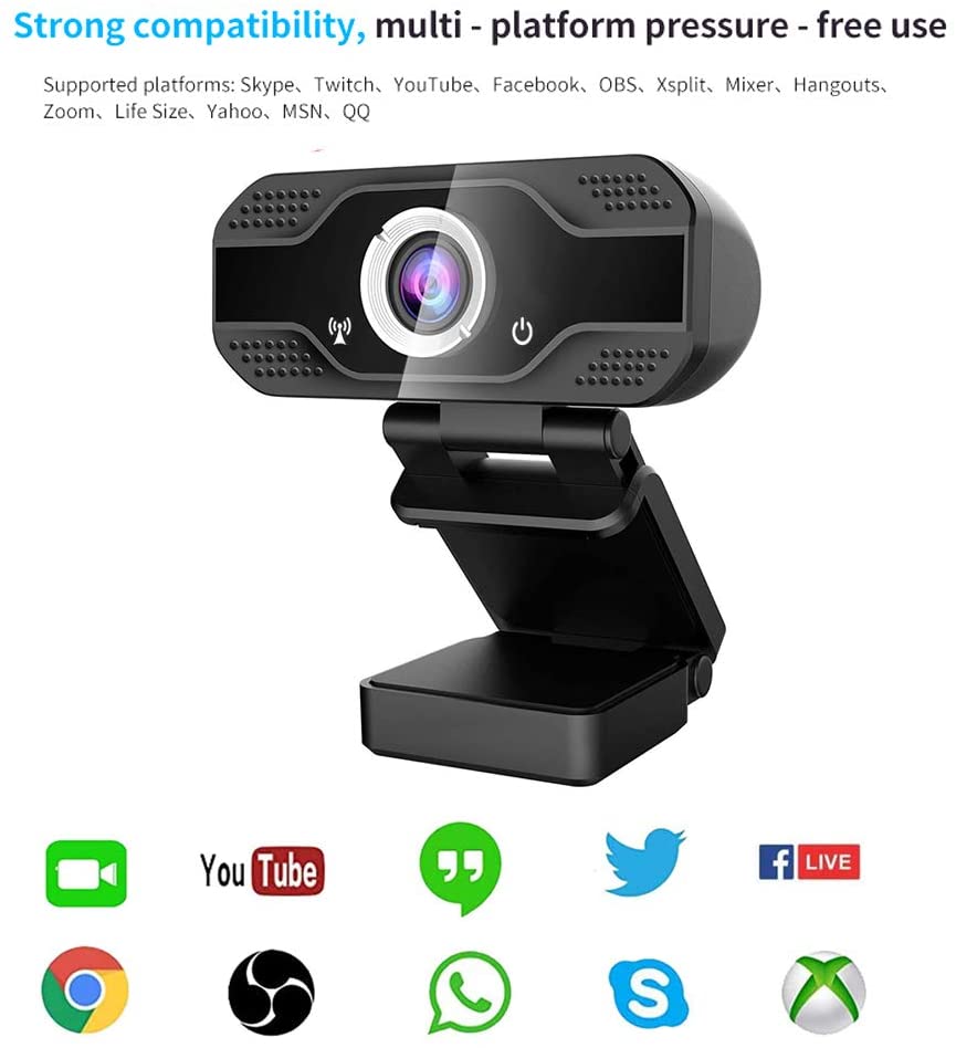 Jorenca Webcam with Microphone, 1080P HD Streaming USB Webcam for PC,MAC, Laptop, Plug and Play,Web Camera for Youtube,Video Calling, Studying, Conference, Gaming with Rotatable Clip (Black)