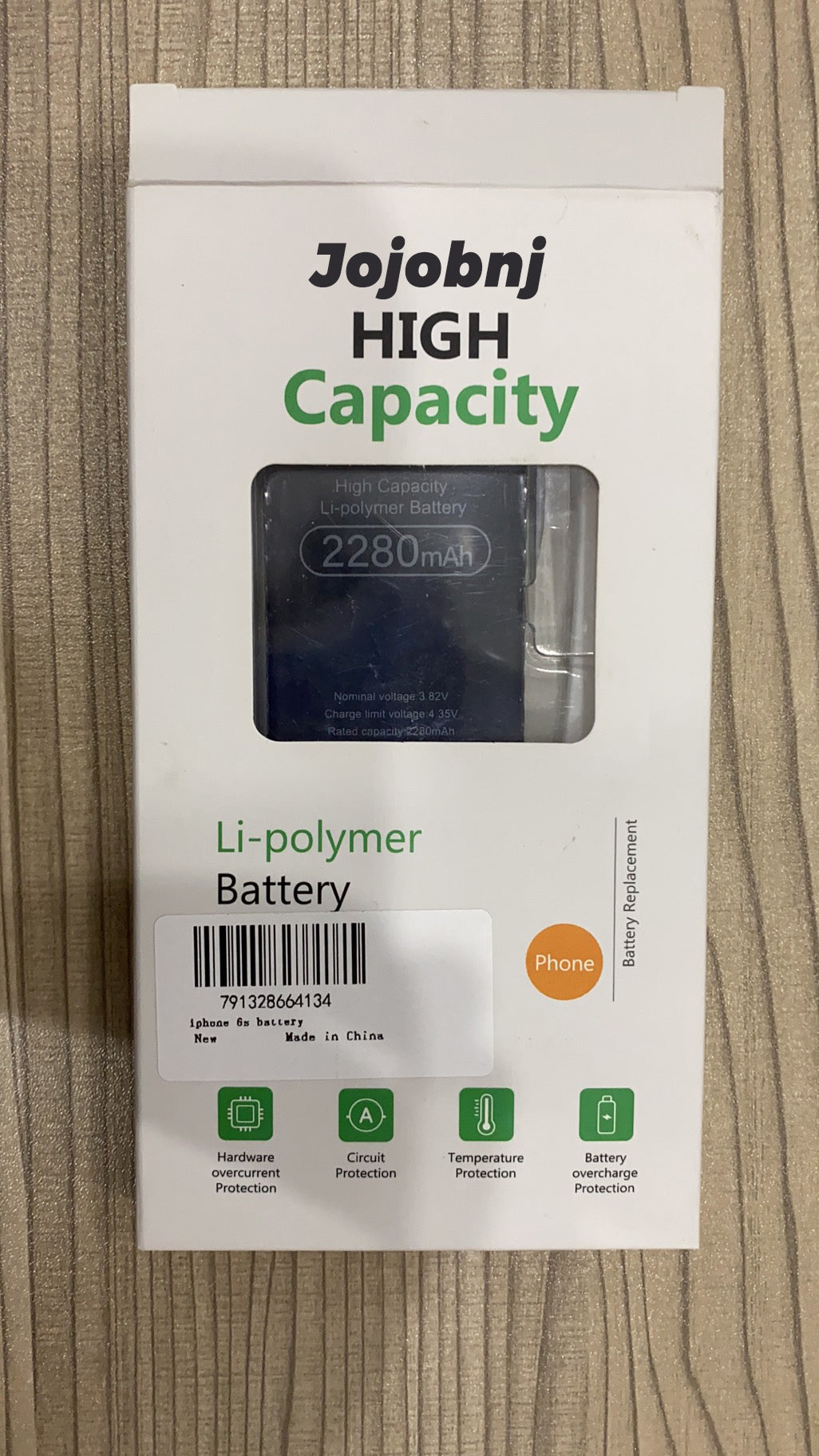 Jojobnj Batterie pour iPhone 6S, 2280mAh Batterie Interne de Remplacement Grande capacité Lithium-polymère Rechargeable Batterie avec Complet kit d'Outils de réparation de l'adhésif Instructions