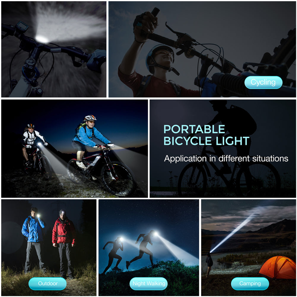 RENGAC 'Breeze' Bike Light Set, USB Rechargeable Bicycle Light, Instant Install, Fits All Bikes - 3 Modes, Bike Lights Front and Back Illumination - Waterproof, Lightweight, Durable