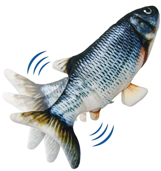gruciso 11" Moving Cat Kicker Fish Toy, Realistic Plush Simulation Flopping Fish, Wiggling Fish Catnip Toys, Electric Funny Interactive Pet Supplies -Ideal for Chewing,Exercising
