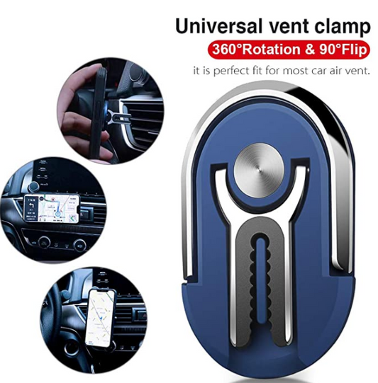 charlore Phone Ring Holder - Three-in-one Multipurpose Mobile Phone Bracket Holder Stand 360 Degree Rotation & 90°Flip for Car Home, Multiple-Angle Car Phone Moun(Blue)