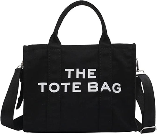 Canvas Tote Bags for Women Handbag Tote Purse with Zipper Canvas Crossbody Bag(Black)