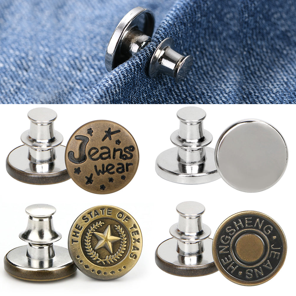 Awolf 1 Set of 8 Pcs Perfect Fit Instant Button, 17mm Detachable Pants Button Craft Decoration Buttons, Waist Buckle Extender- Metal Button Fits to Any The Cowboy Clothing Jackets Pants Bags (8pcs)