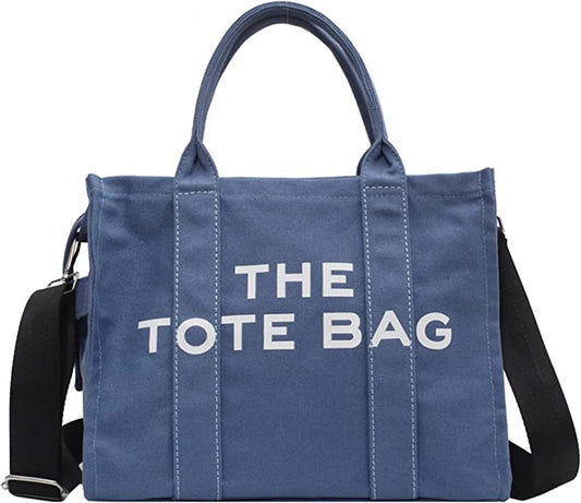 Canvas Tote Bags for Women Handbag Tote Purse with Zipper Canvas Crossbody Bag(Blue)