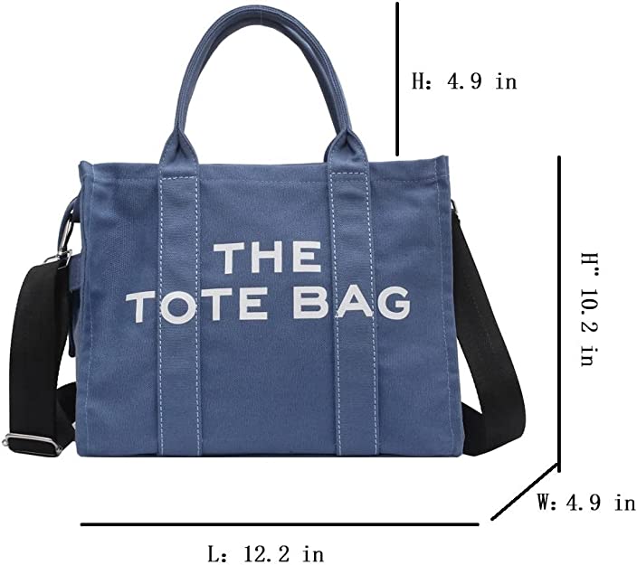 Canvas Tote Bags for Women Handbag Tote Purse with Zipper Canvas Crossbody Bag(Blue)