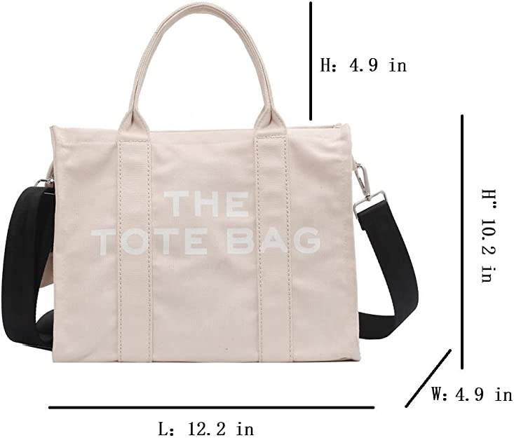Canvas Tote Bags for Women Handbag Tote Purse with Zipper Canvas Crossbody Bag(Beige)
