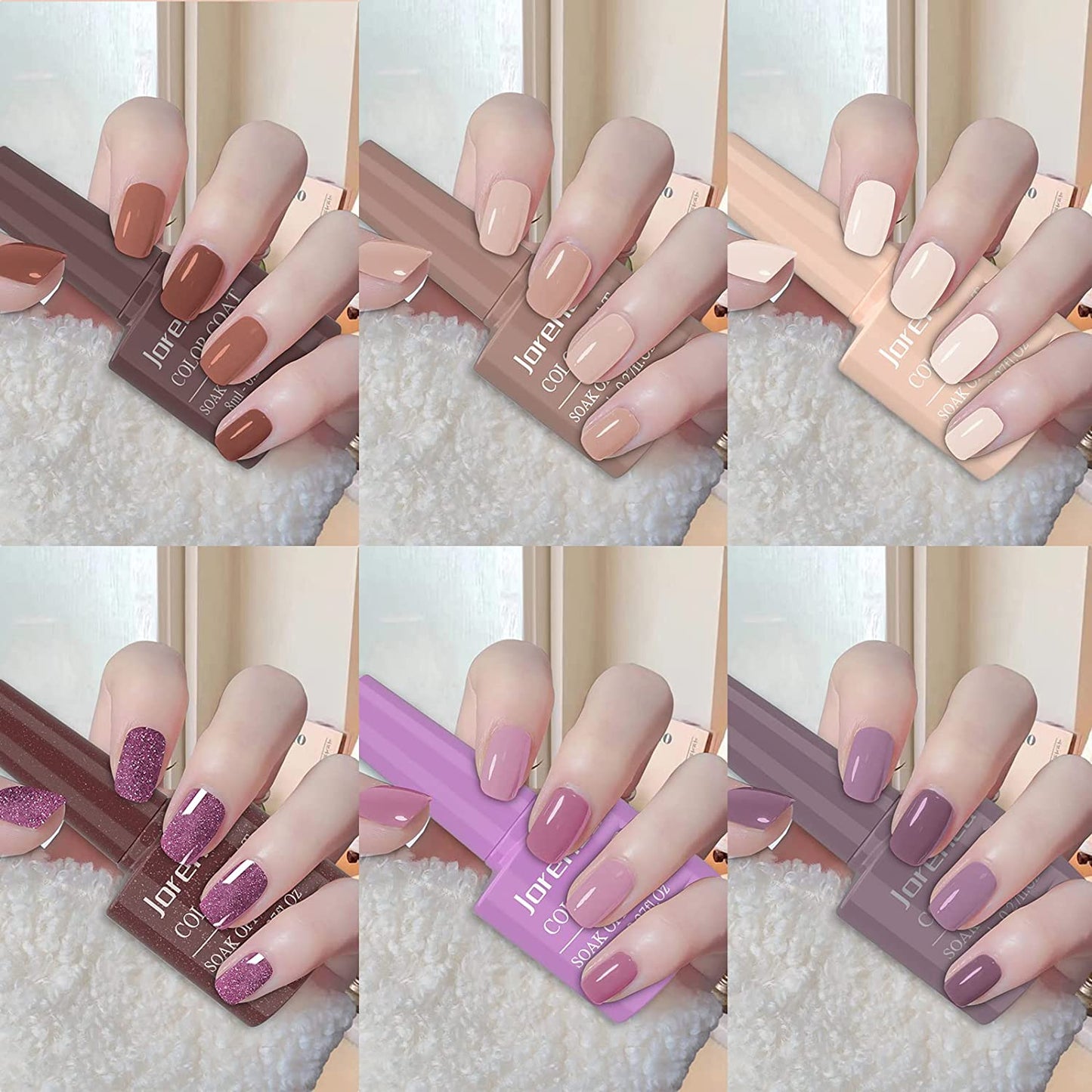 Gel Nail Polish Set - 6 Colors, Glitter Nail Polish Gel Collection Soak Off Nail Polish Starter Manicure Gift Nail Set for Chrismas Nail Art Design Holiday Gifts for Women