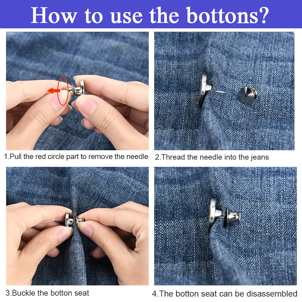 Awolf 1 Set of 8 Pcs Perfect Fit Instant Button, 17mm Detachable Pants Button Craft Decoration Buttons, Waist Buckle Extender- Metal Button Fits to Any The Cowboy Clothing Jackets Pants Bags (8pcs)