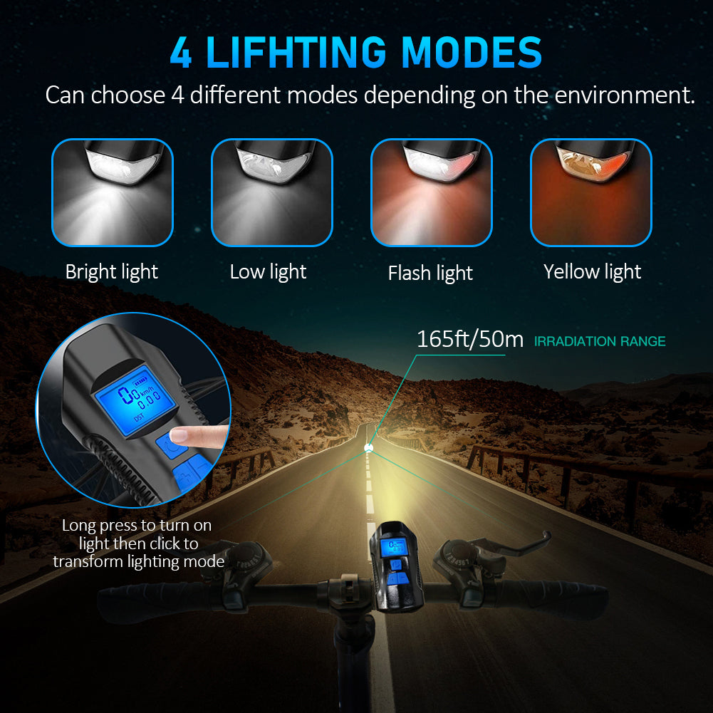 RENGAC 'Breeze' Bike Light Set, USB Rechargeable Bicycle Light, Instant Install, Fits All Bikes - 3 Modes, Bike Lights Front and Back Illumination - Waterproof, Lightweight, Durable