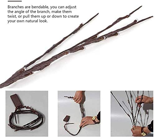 RENGAC LED Branch Lights Battery Powered Decorative Lights Willow Twig Lighted Branch for Home Decoration Cool White - 20 Inches 20 LED - Pack of 2