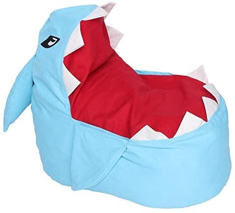 gruciso 31.5x31.5x19.69 Inch Bean Bag Chair, Shark Stuffed Animal Storage Bean Bag Chairs Soft Plush Toy Organizer Fluffy Lounger Sofa for Kids Adult Sit and Sleep Extra Large(Blue)