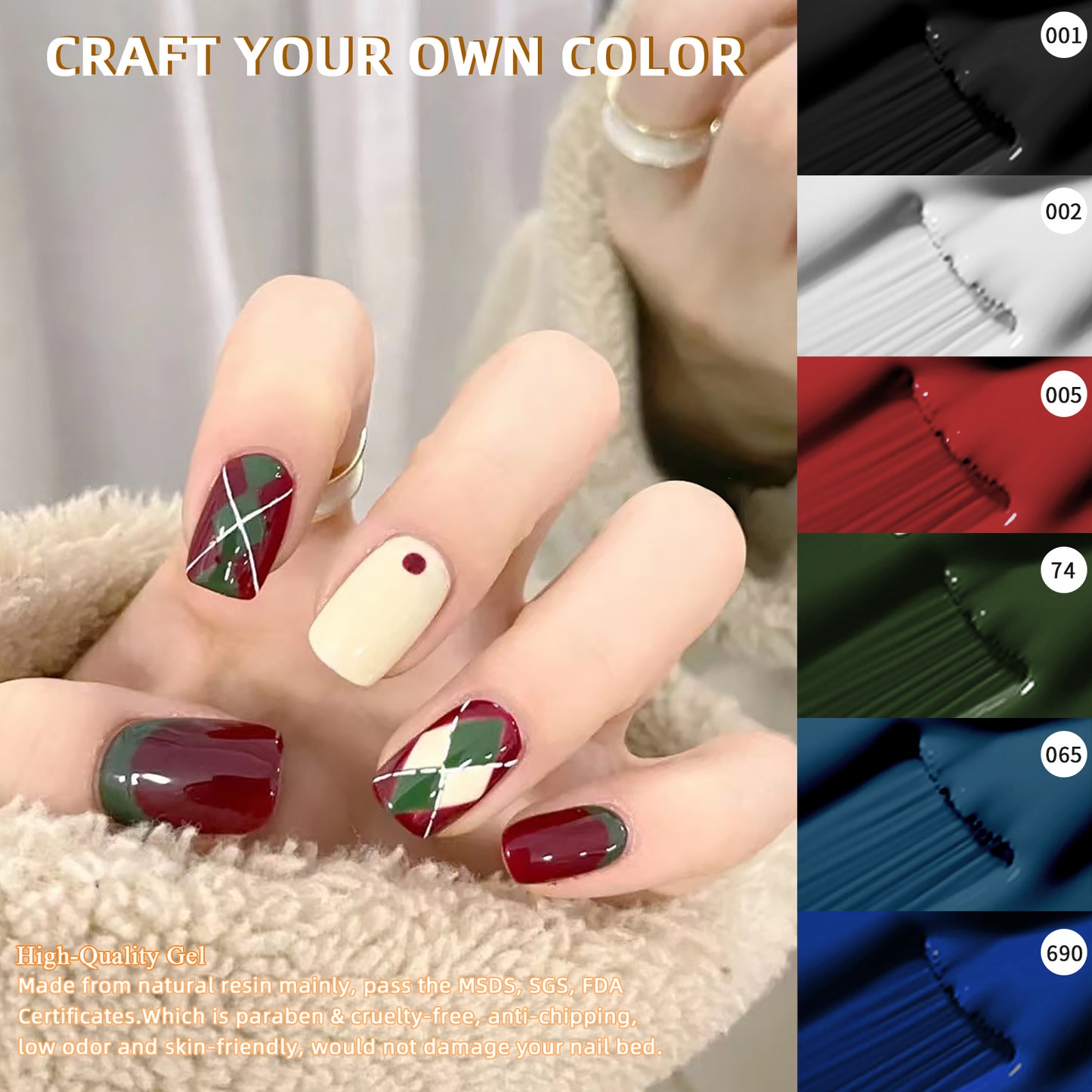 Gel Nail Polish Set - 6 Colors, Christmas Gel Polish Kit Nail Polish Black White Red Green Blue Gel Polish Soak Off Nail Lamp LED Cured for Chrismas Nail Art Design Holiday Gifts for Women