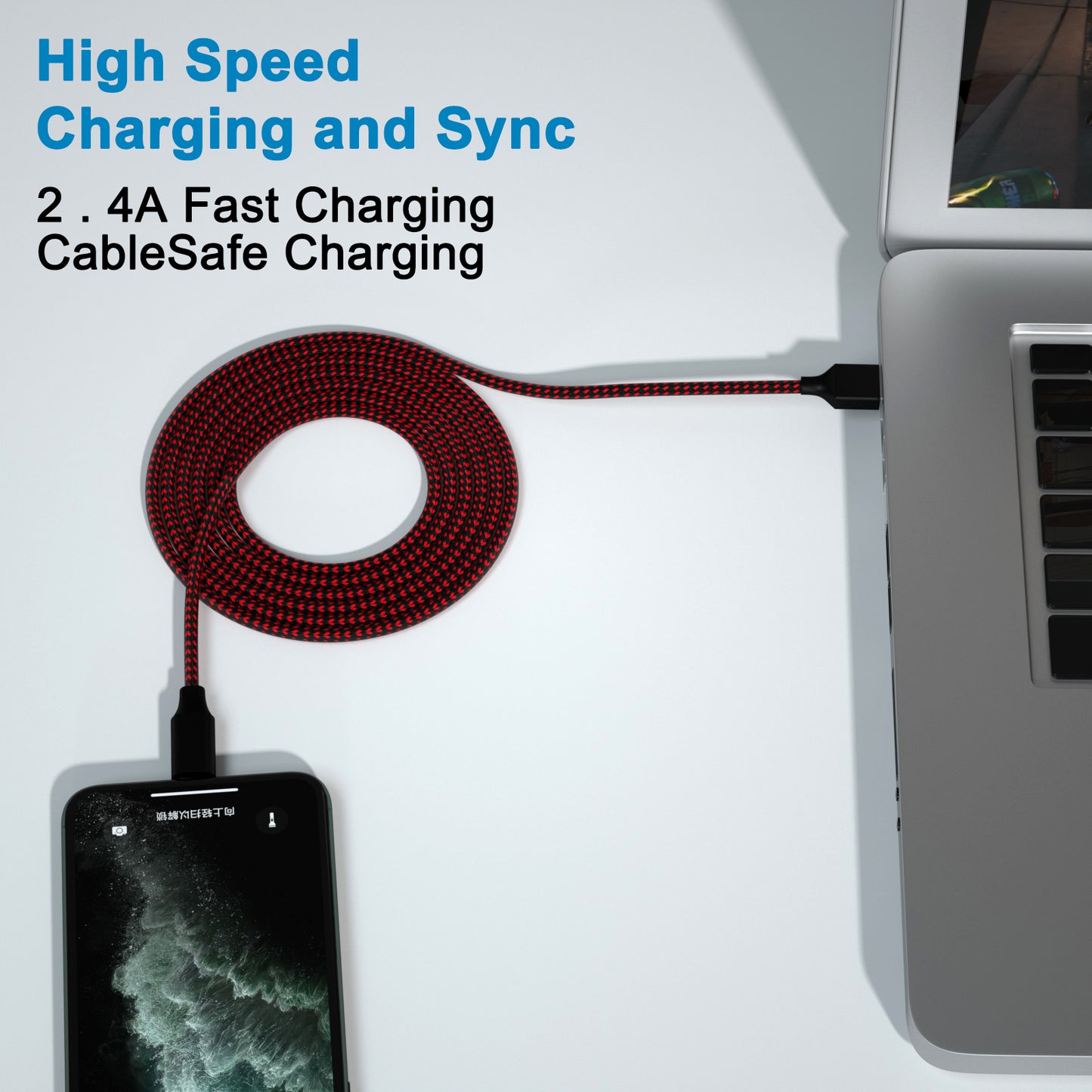 iPhone Charger, 5 Pack(6.6/6.6/10/10/10ft) Nylon Braided Lightning Charging Cables Compatible iPhone 14/13/12/11 Pro Max/XS MAX/XR/XS/X/8/7/Plus iPad