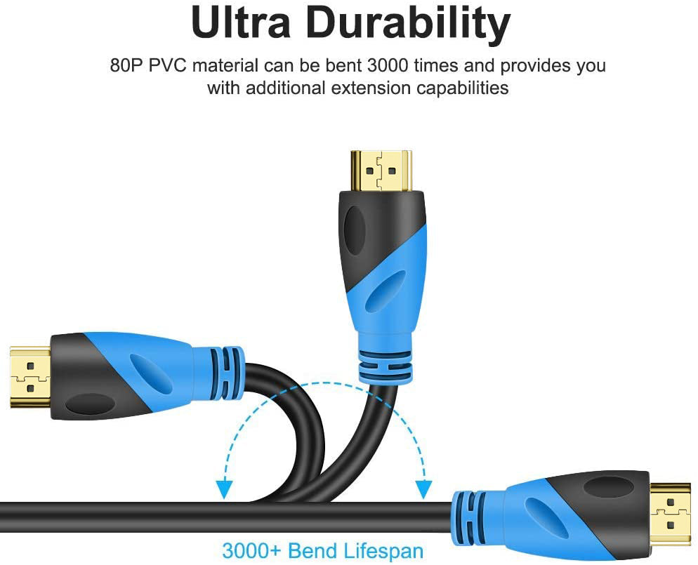 4K HDMI Cable 10FT, High Speed HDMI Cables,Gold Plated Connectors,Video 4K,HD1080p 3D