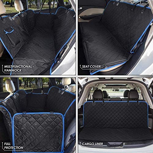 TARMINAS Dog Car Seat Cover, Dog Hammock for Car Back seat Mesh Visual Window, Completely Padded 4 Layers Heavy Duty Scratch Proof Nonslip Dog Car Seat