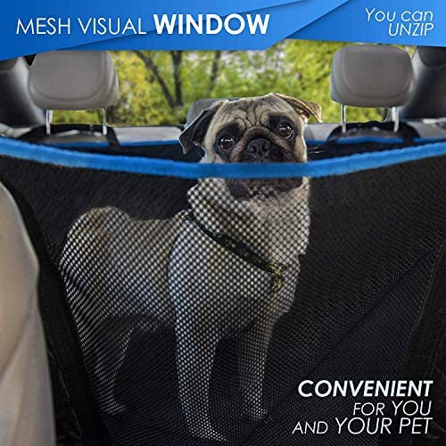 TARMINAS Dog Car Seat Cover, Dog Hammock for Car Back seat Mesh Visual Window, Completely Padded 4 Layers Heavy Duty Scratch Proof Nonslip Dog Car Seat