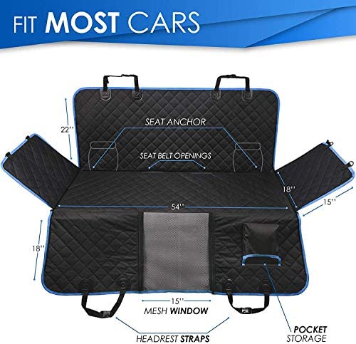 TARMINAS Dog Car Seat Cover, Dog Hammock for Car Back seat Mesh Visual Window, Completely Padded 4 Layers Heavy Duty Scratch Proof Nonslip Dog Car Seat