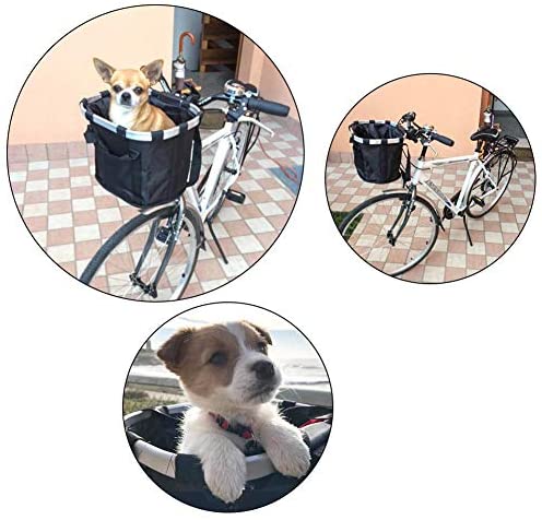 Zrakris Bicycle Front Basket,Removable Bike Basket,Folding Oxford Cloth Bicycle Handlebar Basket,Aluminum Alloy Frame Bike Basket for Small Pet Cat Carrier,Grocery Shopping, Outdoor Camping,Picnic