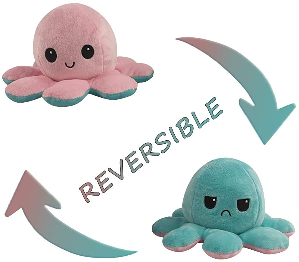gruciso Reversible Plush Doll Family Soft Toys Lovely Cartoon Double-Sided Flip Plush Toys Creative Gift for Kids/Girls/Boys/Friends/Babies/Toddlers, 20x10cm
