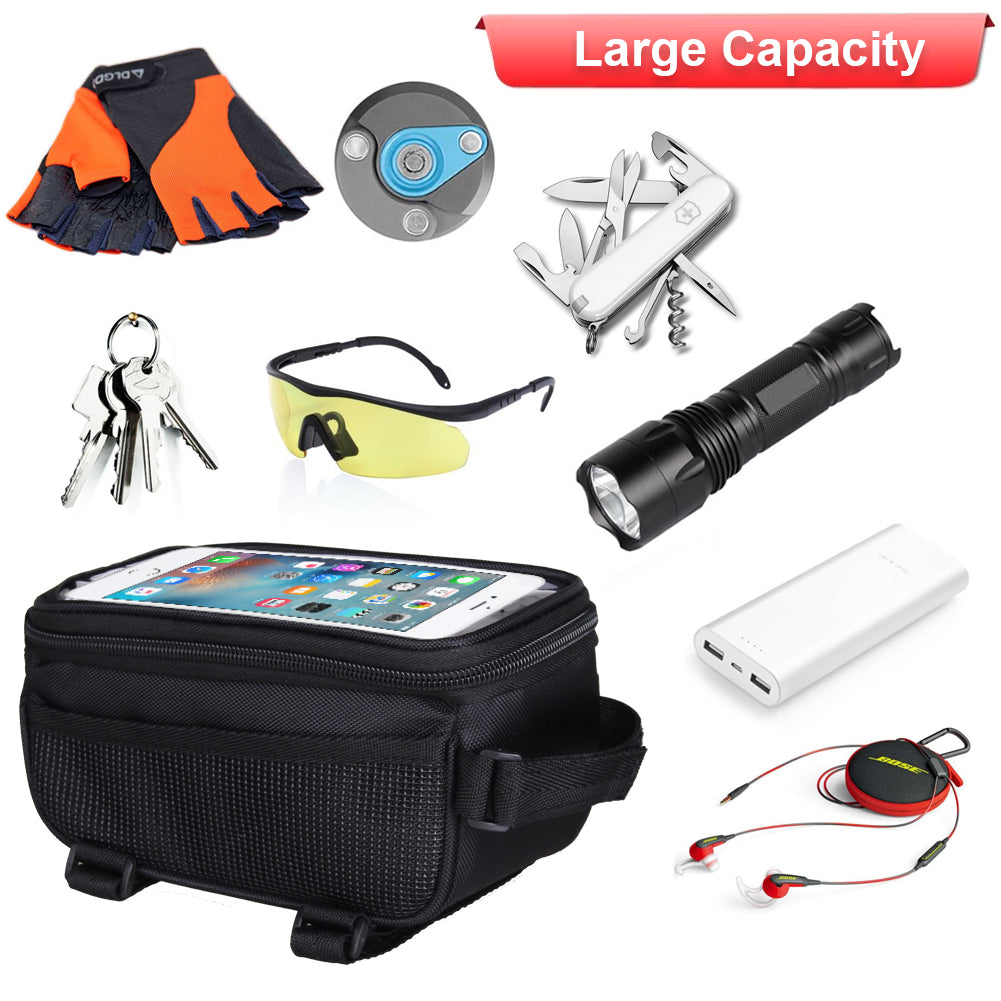 zrakris Bike Phone Front Frame Bag Bicycle Bag Waterproof Bike Phone Mount Top Tube Bag Bike Phone Case Holder Accessories Cycling Pouch Compatible with iPhone 11 XS Max XR Below 6.5”
