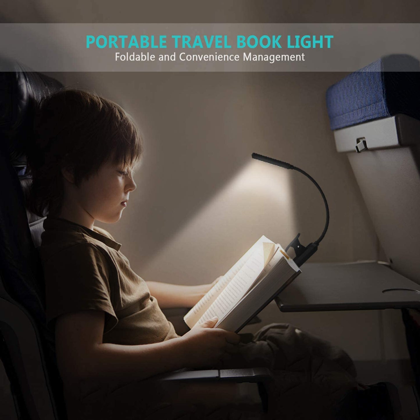 RENGAC  6 LED Book Light,USB Rechargeable Reading Light with 3 Eye-Care Brightness Modes(Warm&Cool White),Flexible Clip on Book Light for Reading in Bed,Tablet,Music Stand,Travel
