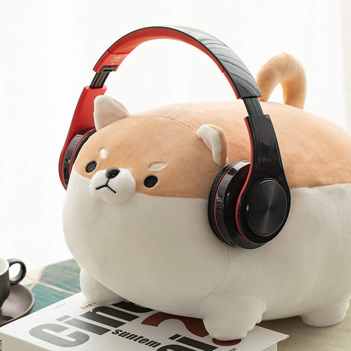 gruciso Animal Plush Stuffed Corgi Doll Pillow Cartoon Shiba Inu Plush Dog Pillow Soft Huggable Plush Pillow Cute Stuffed Pillows Soft Chubby Cushion Toys Lifelike Animal Toy for Kids 15.7" Brown