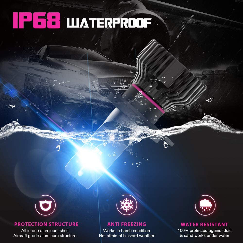 RENGAC H4 LED Headlight Bulb White 6500K, 2Pcs 10000LM 50W Car Headlight Bulbs Conversion Kit High/Low Beam, Super Bright Waterproof Replacement for Halogen Headlight