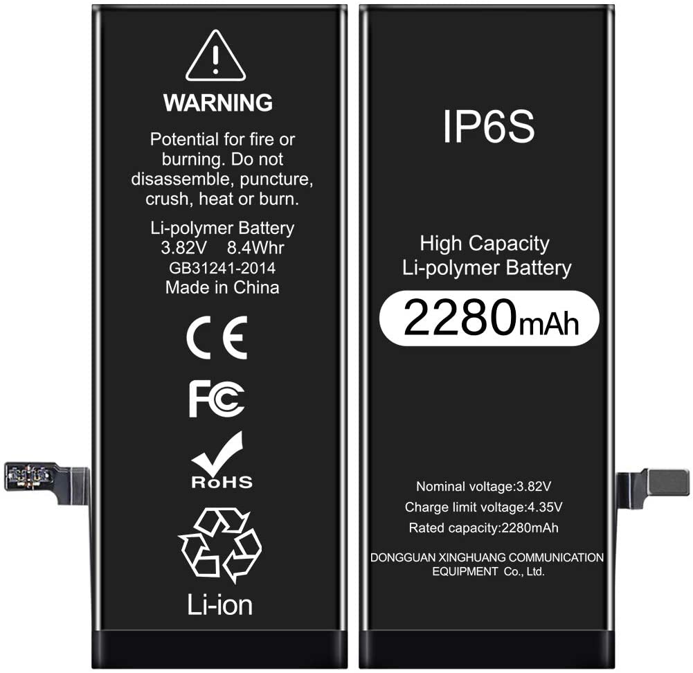 Jojobnj Batterie pour iPhone 6S, 2280mAh Batterie Interne de Remplacement Grande capacité Lithium-polymère Rechargeable Batterie avec Complet kit d'Outils de réparation de l'adhésif Instructions