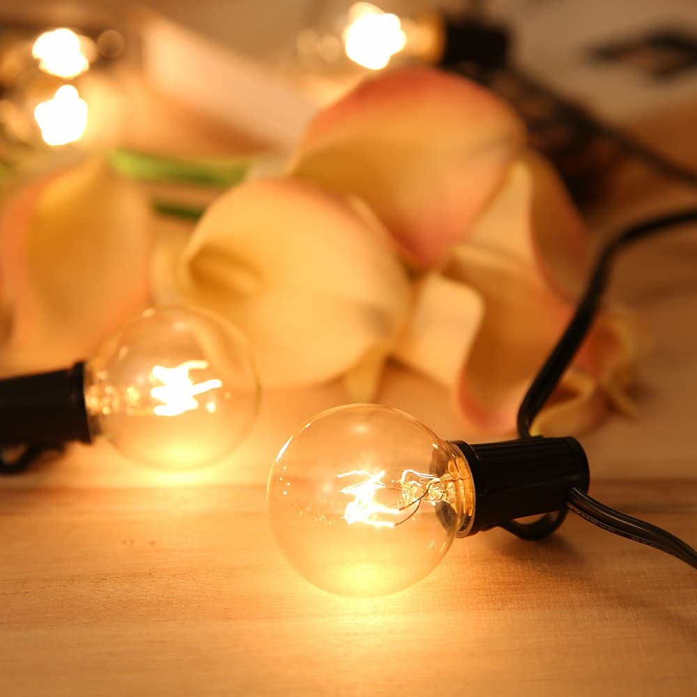 RENGAC Globe Festoon String Light Bulb 27Ft G40 Indoor Outside Waterproof, Warm White