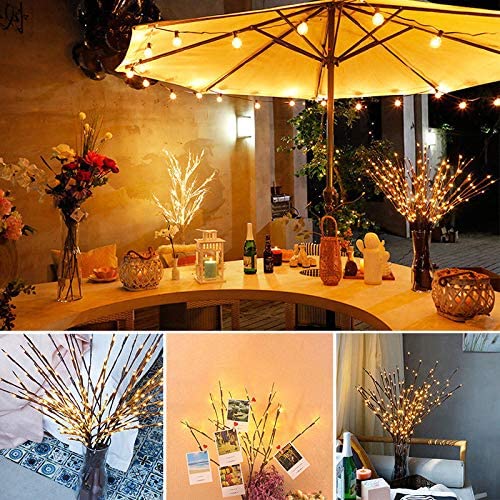 RENGAC LED Branch Lights Battery Powered Decorative Lights Willow Twig Lighted Branch for Home Decoration Cool White - 20 Inches 20 LED - Pack of 2