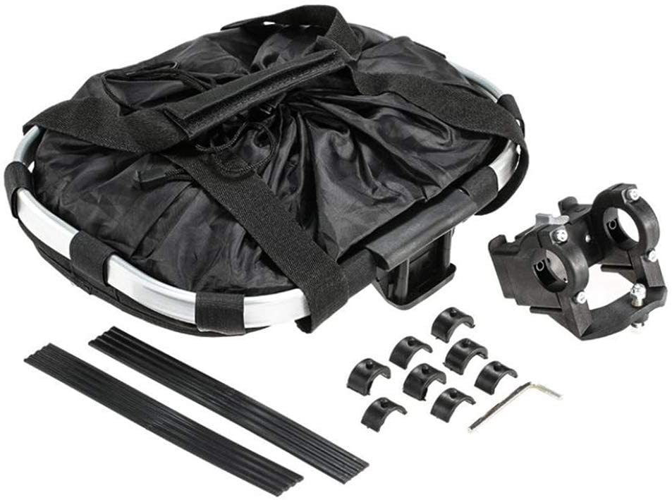 Zrakris Cestino Bicicletta Anteriore, Staccabile Pieghevole Ciclo Anteriore Borsa da Basket In Tela, Impermeabile Cestini Bici per cani, Picnic, Shopping - Nero