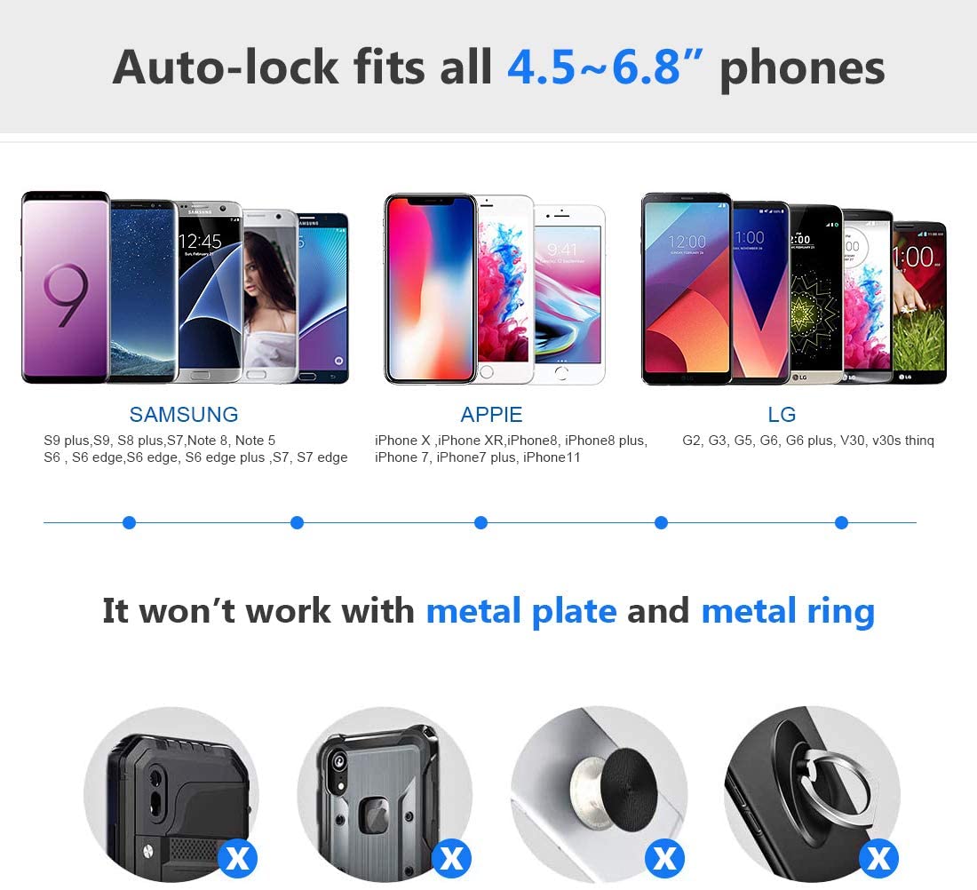 Jojobnj Handyhalterung Auto Handyhalter fürs Auto Lüftung Universal Handy KFZ Halterungen für iPhone Samsung Huawei Sony LG und mehere Smartphone oder GPS-Gerät