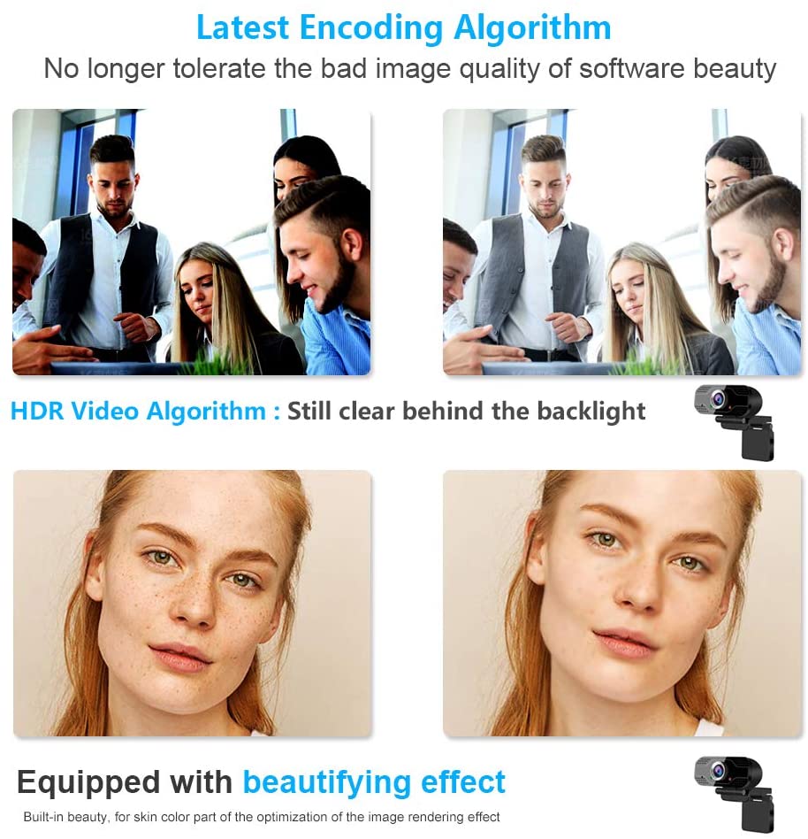 Jorenca Webcam with Microphone, 1080P HD Streaming USB Webcam for PC,MAC, Laptop, Plug and Play,Web Camera for Youtube,Video Calling, Studying, Conference, Gaming with Rotatable Clip (Black)