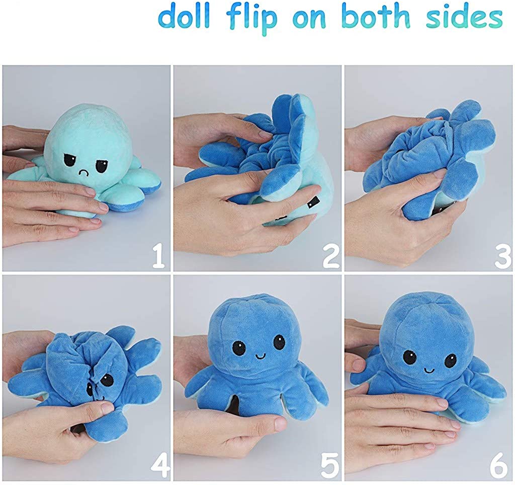 gruciso Reversible Plush Doll Family Soft Toys Lovely Cartoon Double-Sided Flip Plush Toys Creative Gift for Kids/Girls/Boys/Friends/Babies/Toddlers, 20x10cm