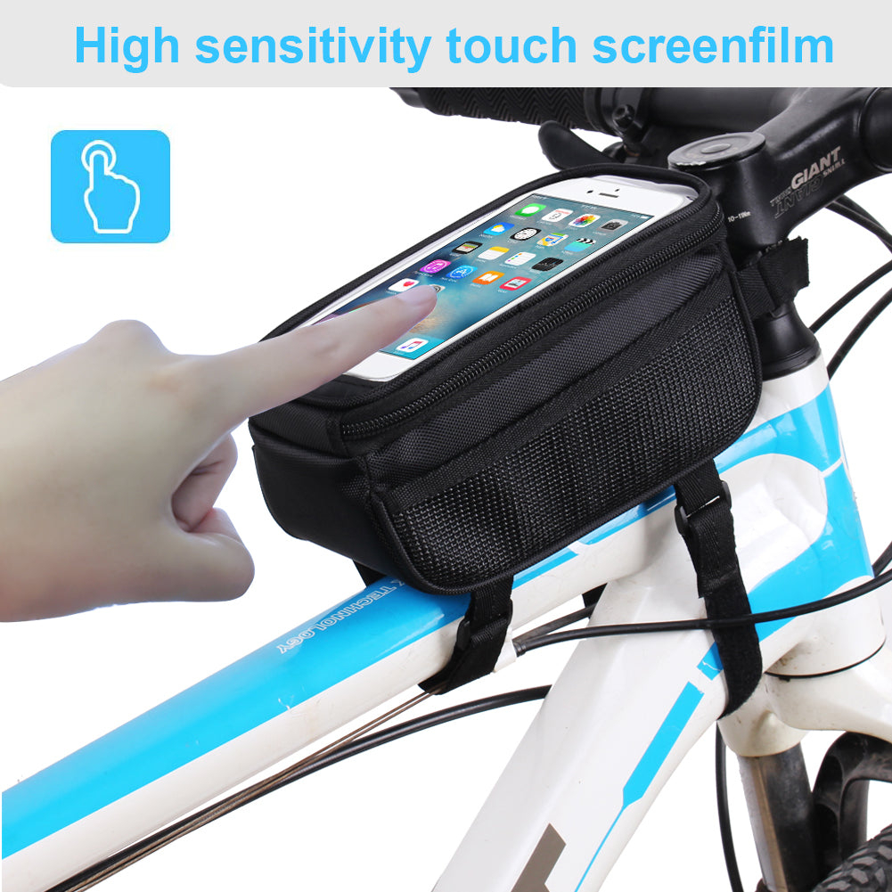 zrakris Bike Phone Front Frame Bag Bicycle Bag Waterproof Bike Phone Mount Top Tube Bag Bike Phone Case Holder Accessories Cycling Pouch Compatible with iPhone 11 XS Max XR Below 6.5”