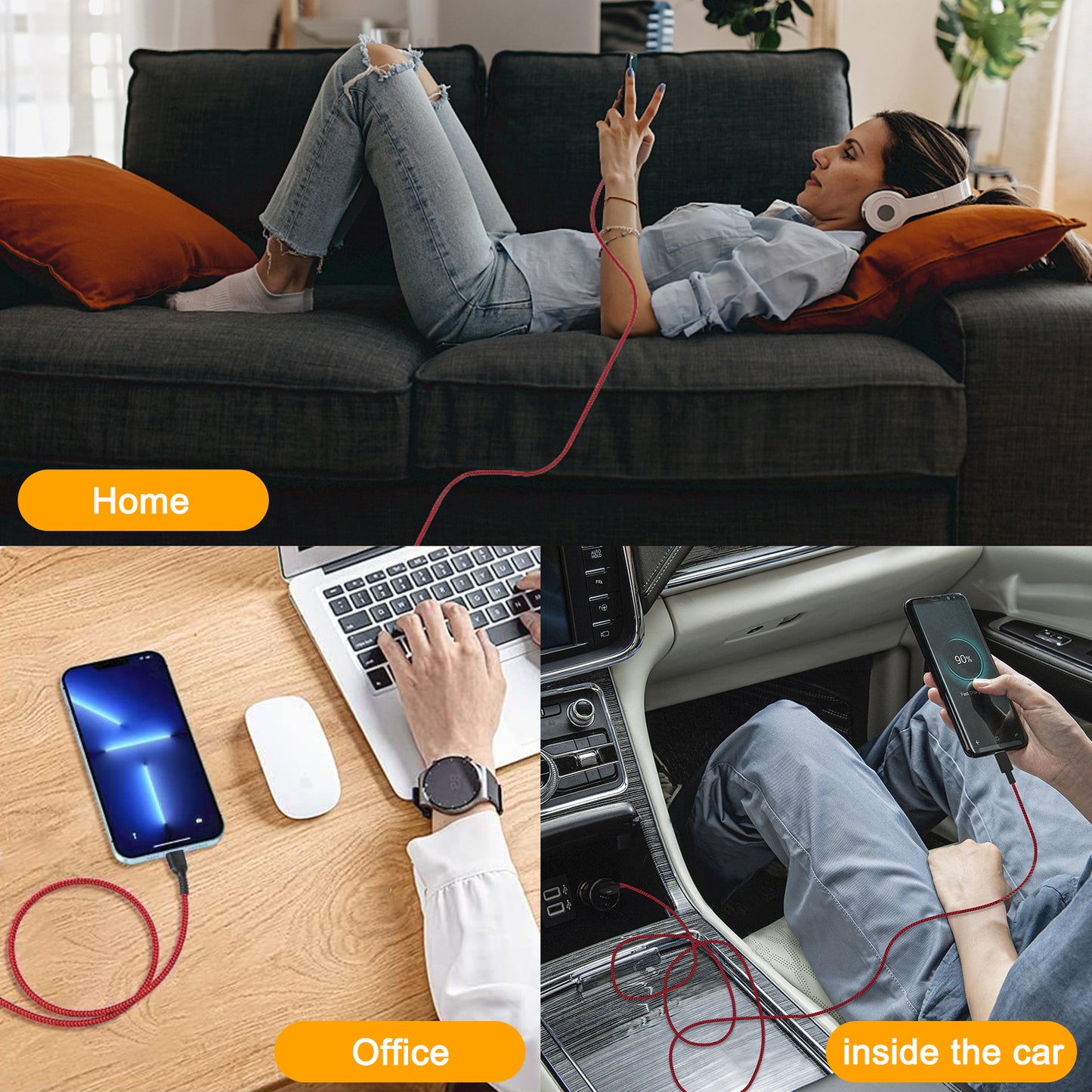iPhone Charger, 5 Pack(6.6/6.6/10/10/10ft) Nylon Braided Lightning Charging Cables Compatible iPhone 14/13/12/11 Pro Max/XS MAX/XR/XS/X/8/7/Plus iPad