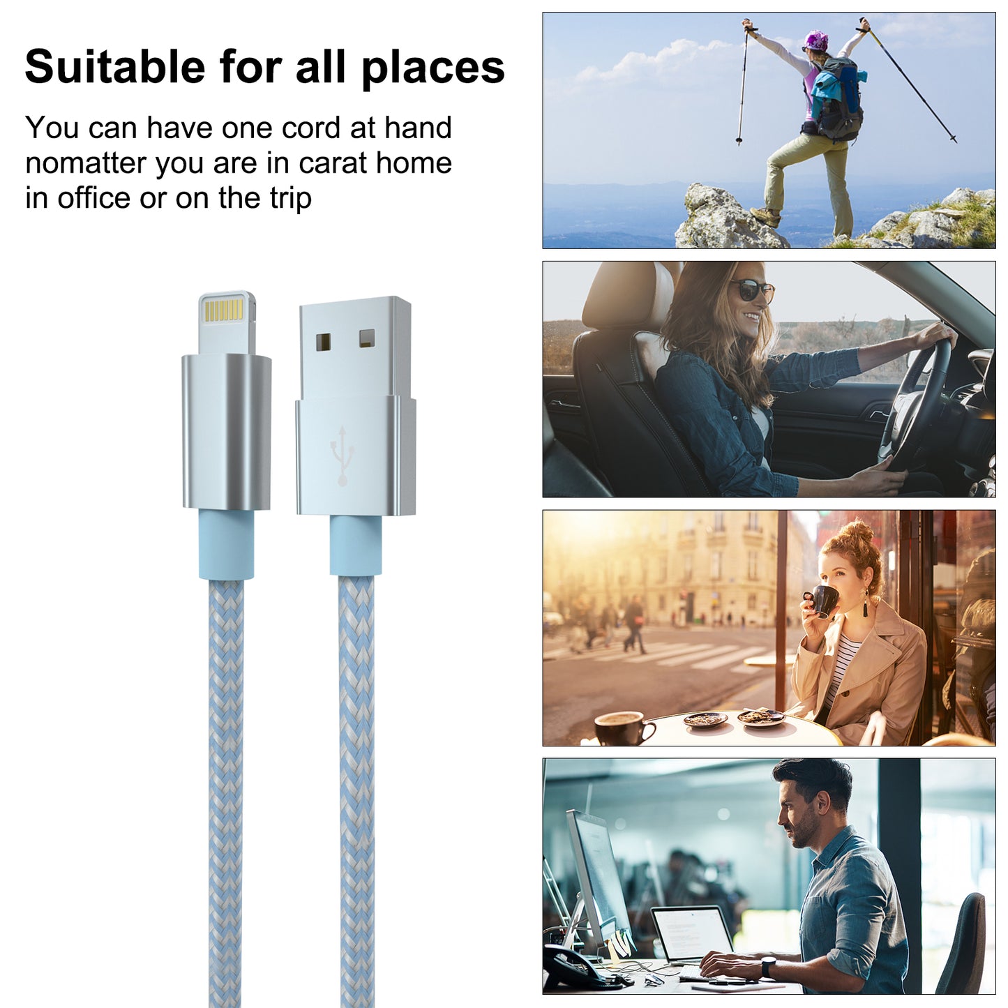 iPhone Charger 6ft [MFi Certified] Nylon Braided Fast Charging Lightning Cable(Sky Blue)