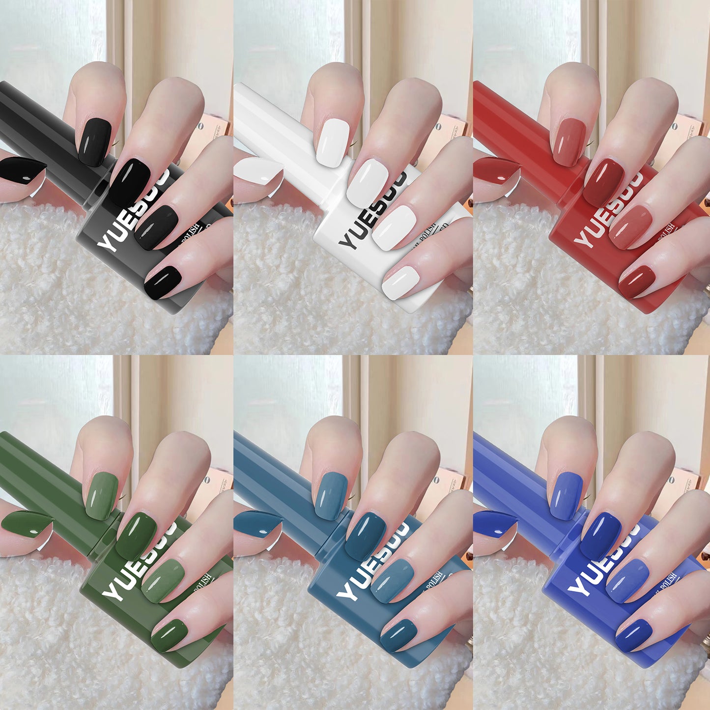 Gel Nail Polish Set - 6 Colors, Christmas Gel Polish Kit Nail Polish Black White Red Green Blue Gel Polish Soak Off Nail Lamp LED Cured for Chrismas Nail Art Design Holiday Gifts for Women