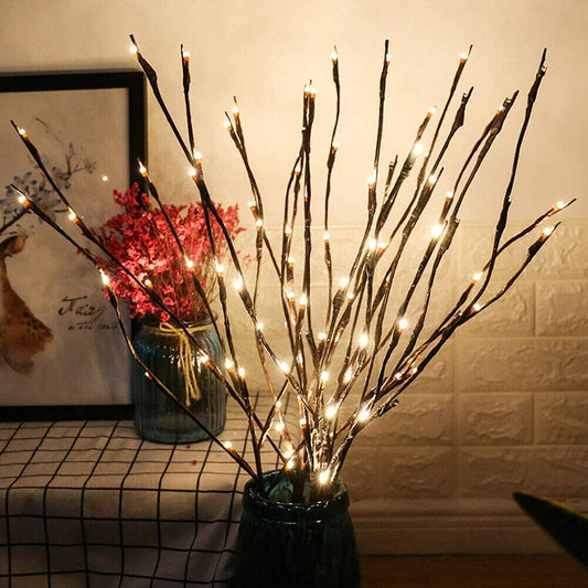RENGAC LED Branch Lights Battery Powered Decorative Lights Willow Twig Lighted Branch for Home Decoration Cool White - 20 Inches 20 LED - Pack of 2