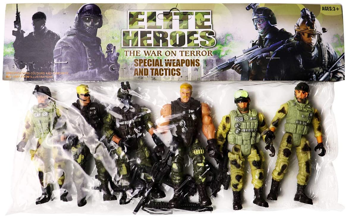 gruciso 6 Pcs Action Figure Army Soldiers Toy with Weapon / Military Figures Playsets