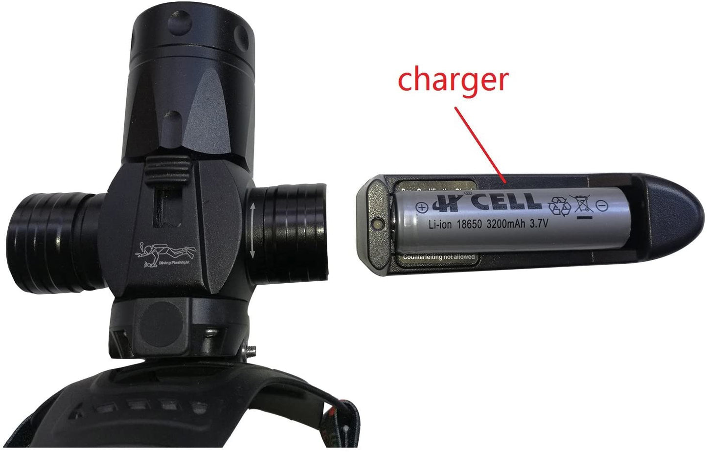 RENGAC Rechargeable Aluminum Waterproof Diving Swimming Hiking Camping Hunting Fishing Headlamp Underwater 1800 Lumen Head Torch Submarine Snorkeling Safety Head Light underwater Flashlight