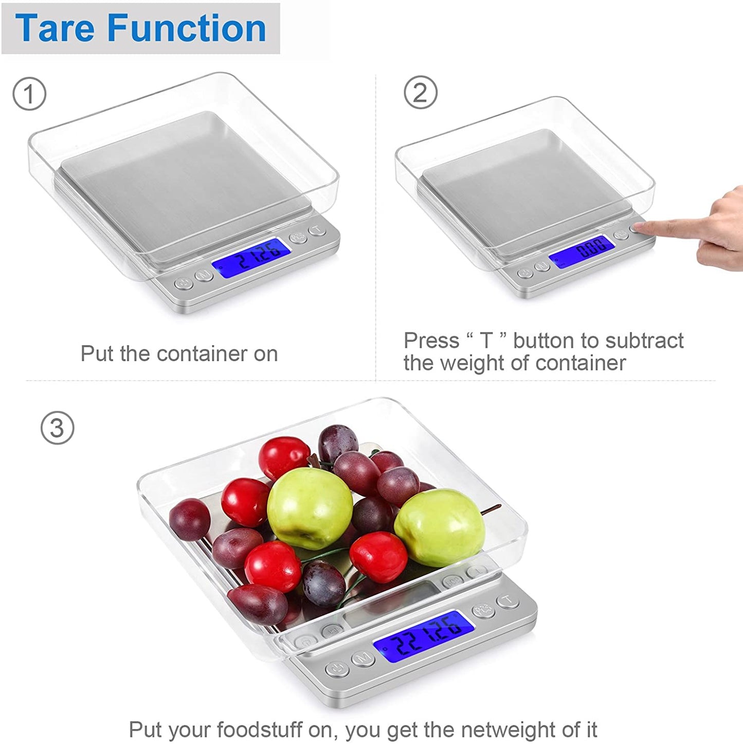 Charlore Digital Pocket Scale Weight Scale Mini Digital Pocket Scale 0.01-500g Electronic Weighing Scales LED Display for Kitchen Jewellery Drug Weighting and Home Use with Two Transparent Trays