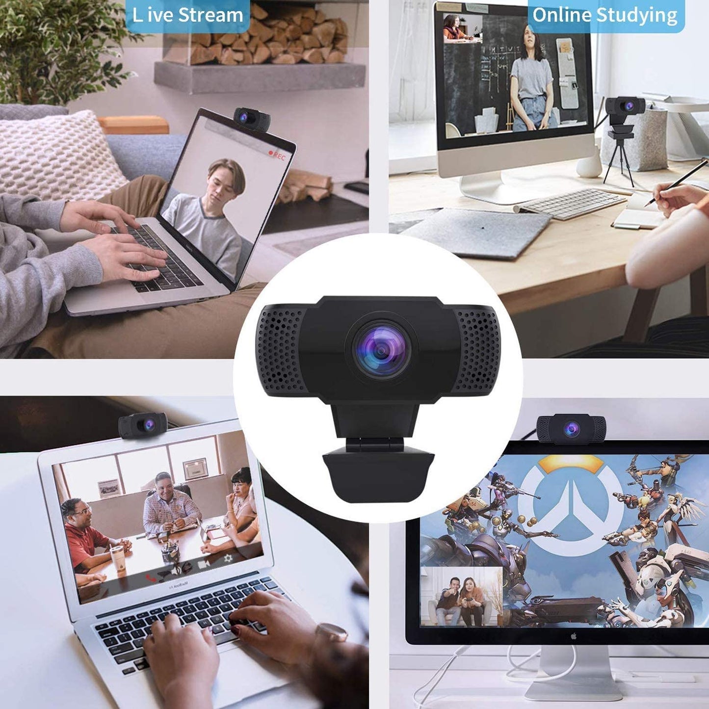 Taoriggs 1080P Webcam,HD Webcam with Microphone,Full HD 1080P Streaming Web Camera Plug and Play & Wide Angle USB Camera for Youtube,Video Calling, Studying, Conference, Gaming with Rotatable Clip
