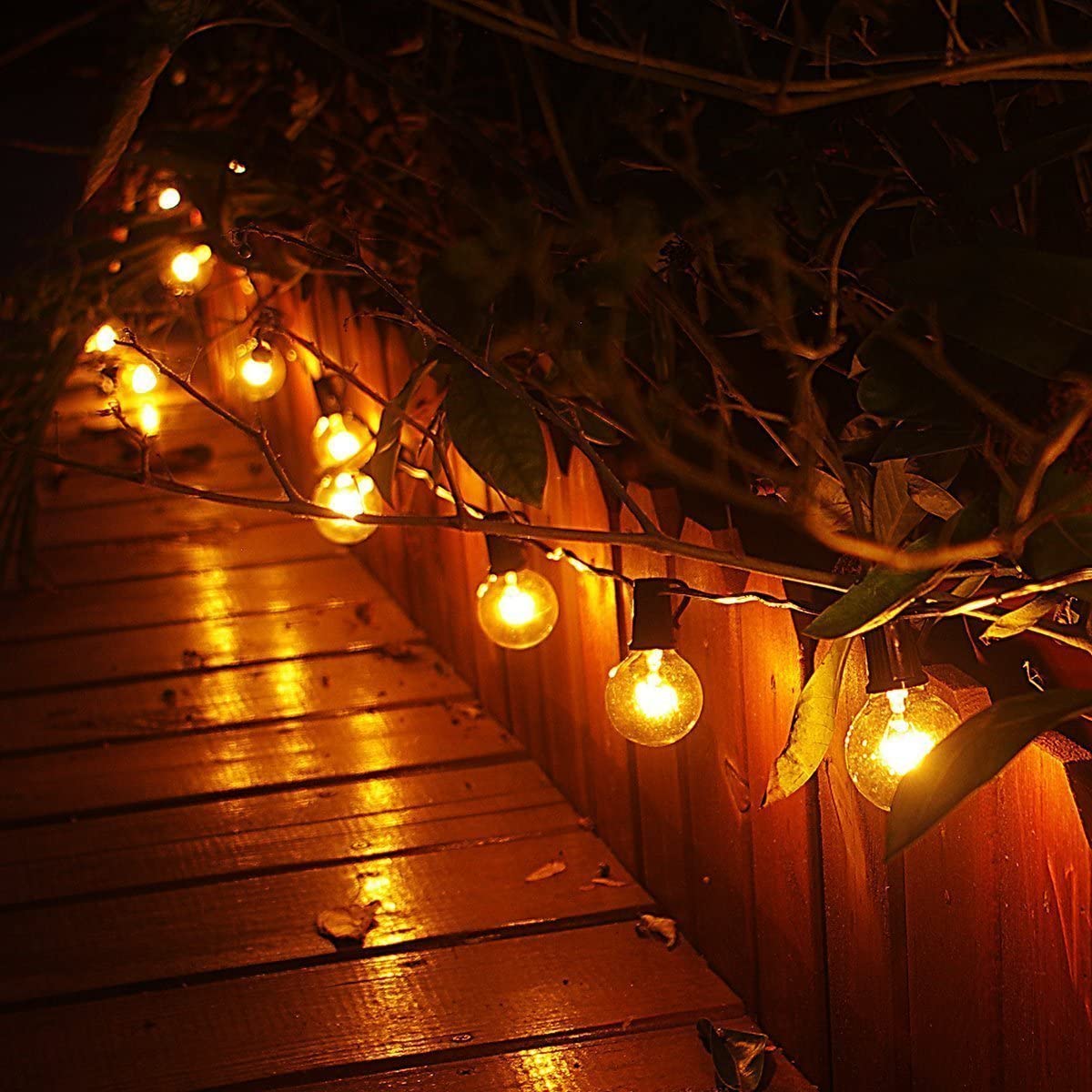 RENGAC Globe Festoon String Light Bulb 27Ft G40 Indoor Outside Waterproof, Warm White
