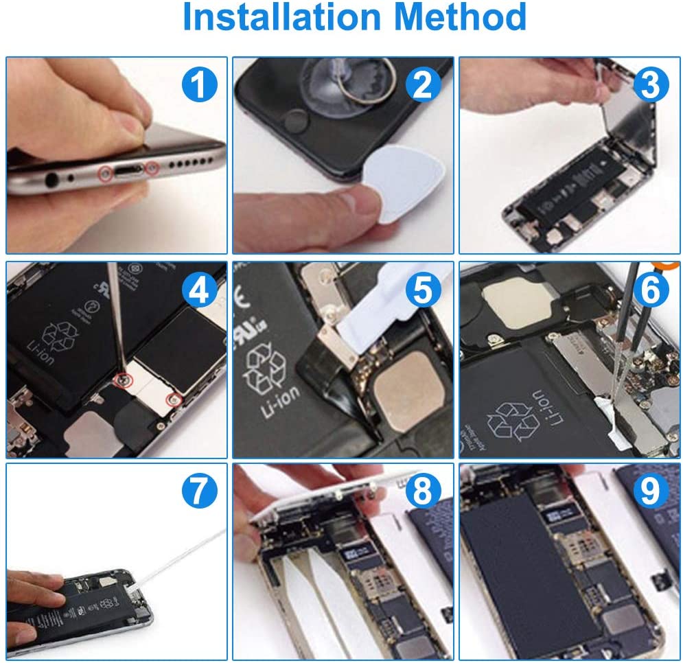 Jojobnj Batterie pour iPhone 6S, 2280mAh Batterie Interne de Remplacement Grande capacité Lithium-polymère Rechargeable Batterie avec Complet kit d'Outils de réparation de l'adhésif Instructions