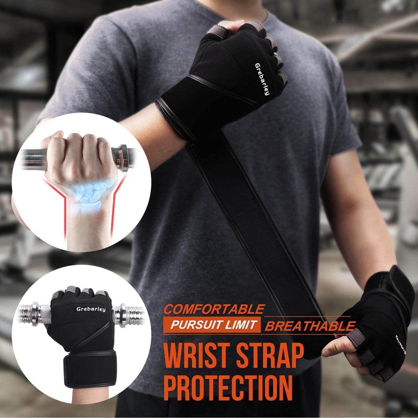 gruciso Gym Gloves,Training gloves with Wrist Support,Weight lifting Gloves,Breathable Sport Gloves,Crossfit Training,Suit for Men and Women