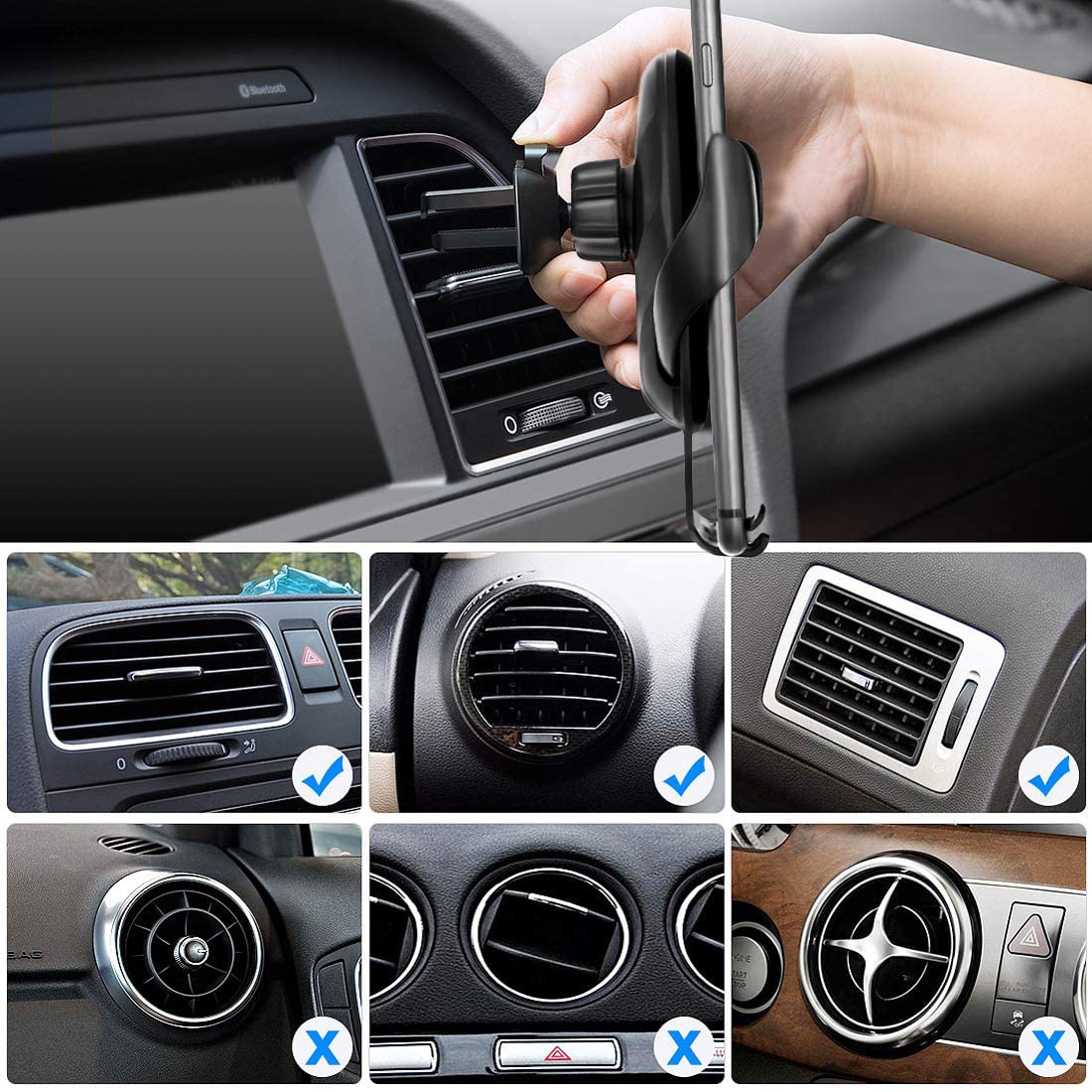 Jojobnj Handyhalterung Auto Handyhalter fürs Auto Lüftung Universal Handy KFZ Halterungen für iPhone Samsung Huawei Sony LG und mehere Smartphone oder GPS-Gerät
