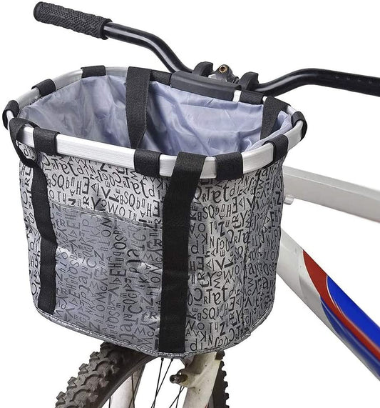 Zrakris Cestino Bicicletta Anteriore, Staccabile Pieghevole Ciclo Anteriore Borsa da Basket in Tela, Impermeabile Cestini Bici per Cani, Picnic, Shopping
